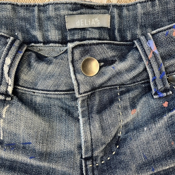 Delia’s Frayed and Paint Splattered Blue Jean Shorts - Picture 2 of 7